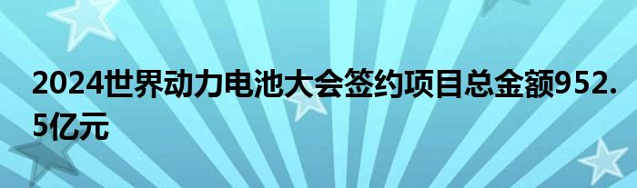 2024世界动力电池大会签约项目总金额952.5亿元