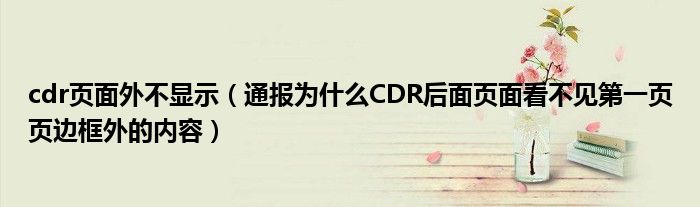 cdr页面外不显示（通报为什么CDR后面页面看不见第一页页边框外的内容）