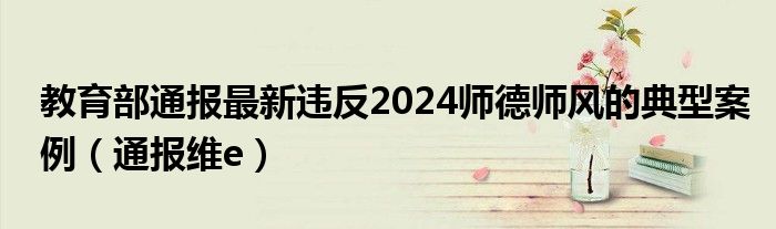 教育部通报最新违反2024师德师风的典型案例（通报维e）