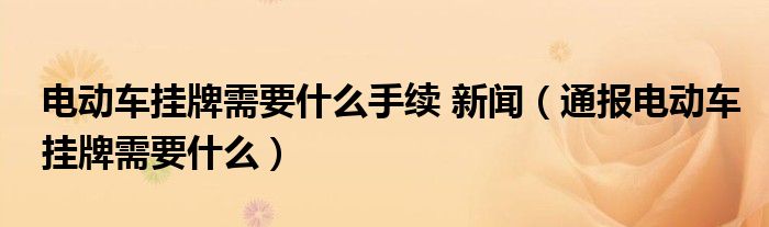 电动车挂牌需要什么手续 新闻（通报电动车挂牌需要什么）