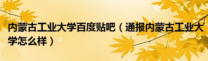 内蒙古工业大学百度贴吧（通报内蒙古工业大学怎么样）