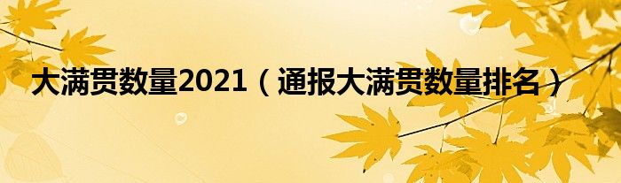 大满贯数量2021（通报大满贯数量排名）