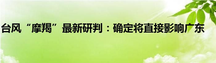 台风“摩羯”最新研判：确定将直接影响广东