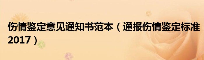 伤情鉴定意见通知书范本（通报伤情鉴定标准2017）