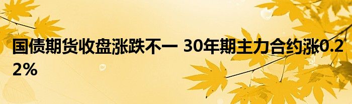 国债期货收盘涨跌不一 30年期主力合约涨0.22%