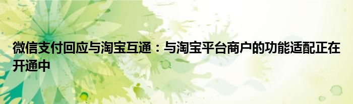 微信支付回应与淘宝互通：与淘宝平台商户的功能适配正在开通中