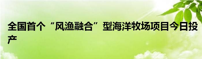 全国首个“风渔融合”型海洋牧场项目今日投产