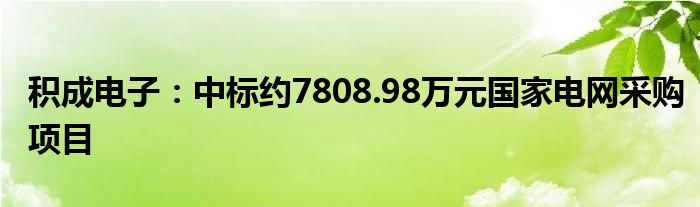 积成电子：中标约7808.98万元国家电网采购项目