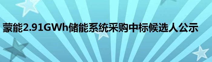 蒙能2.91GWh储能系统采购中标候选人公示