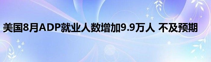 美国8月ADP就业人数增加9.9万人 不及预期