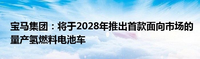 宝马集团：将于2028年推出首款面向市场的量产氢燃料电池车