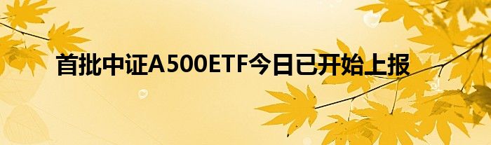 首批中证A500ETF今日已开始上报