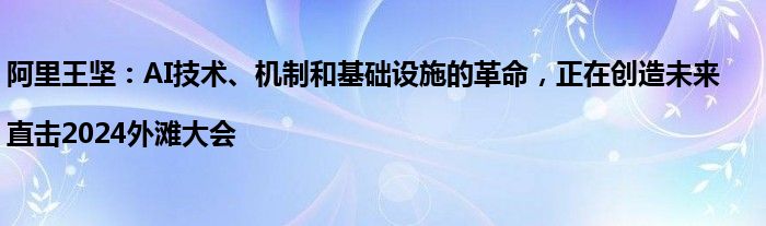 阿里王坚：AI技术、机制和基础设施的革命，正在创造未来|直击2024外滩大会