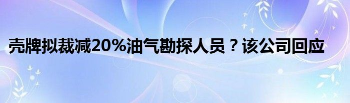 壳牌拟裁减20%油气勘探人员？该公司回应