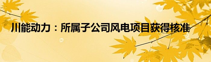 川能动力：所属子公司风电项目获得核准