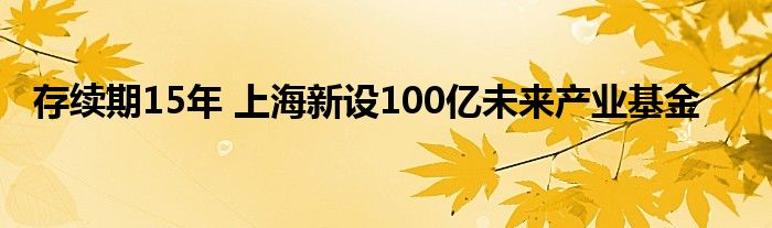 存续期15年 上海新设100亿未来产业基金