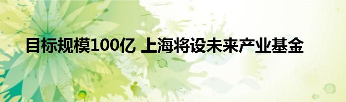 目标规模100亿 上海将设未来产业基金