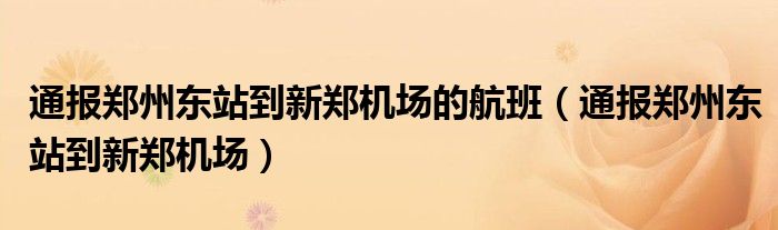 通报郑州东站到新郑机场的航班（通报郑州东站到新郑机场）