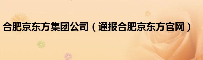 合肥京东方集团公司（通报合肥京东方官网）