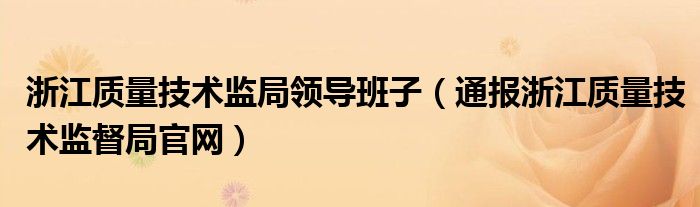 浙江质量技术监局领导班子（通报浙江质量技术监督局官网）