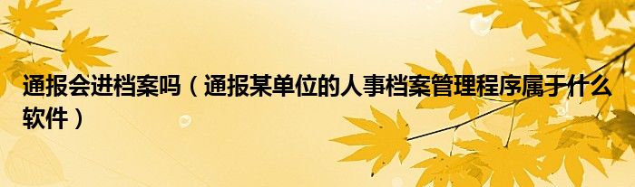 通报会进档案吗（通报某单位的人事档案管理程序属于什么软件）