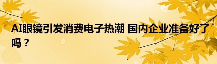 AI眼镜引发消费电子热潮 国内企业准备好了吗？