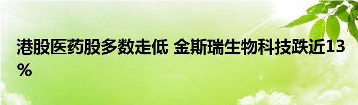 港股医药股多数走低 金斯瑞生物科技跌近13%