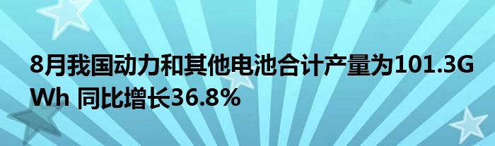 8月我国动力和其他电池合计产量为101.3GWh 同比增长36.8%