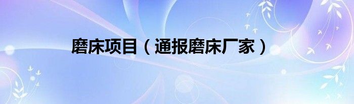 磨床项目（通报磨床厂家）