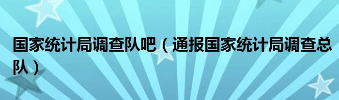 国家统计局调查队吧（通报国家统计局调查总队）