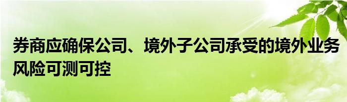 券商应确保公司、境外子公司承受的境外业务风险可测可控