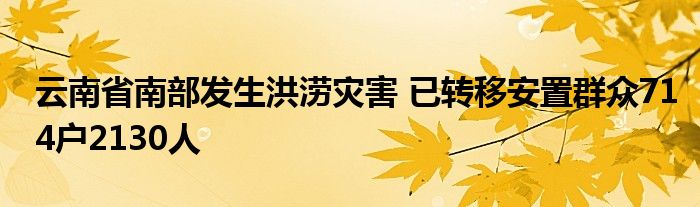 云南省南部发生洪涝灾害 已转移安置群众714户2130人