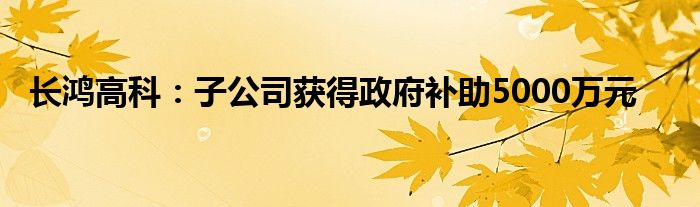 长鸿高科：子公司获得政府补助5000万元