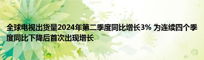 全球电视出货量2024年第二季度同比增长3% 为连续四个季度同比下降后首次出现增长