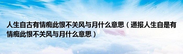 人生自古有情痴此恨不关风与月什么意思（通报人生自是有情痴此恨不关风与月什么意思）