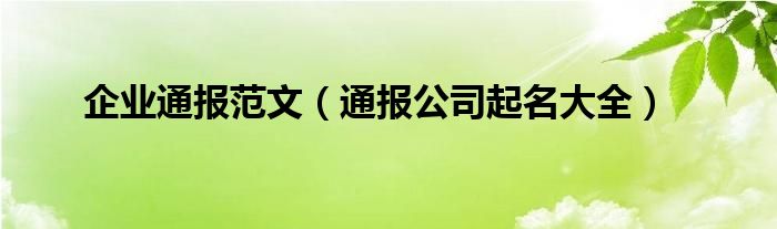 企业通报范文（通报公司起名大全）