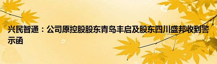 兴民智通：公司原控股股东青岛丰启及股东四川盛邦收到警示函