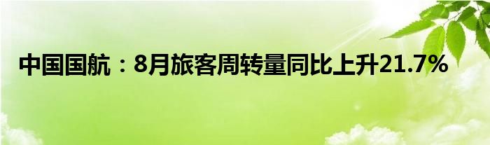 中国国航：8月旅客周转量同比上升21.7%