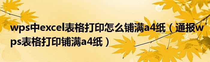 wps中excel表格打印怎么铺满a4纸（通报wps表格打印铺满a4纸）