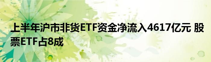 上半年沪市非货ETF资金净流入4617亿元 股票ETF占8成