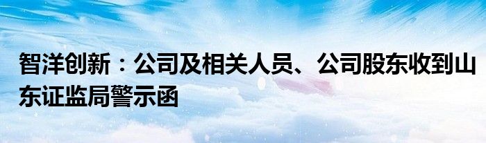 智洋创新：公司及相关人员、公司股东收到山东证监局警示函