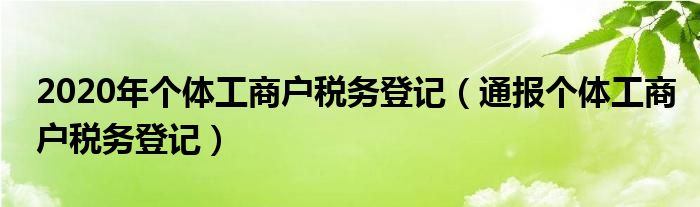 2020年个体工商户税务登记（通报个体工商户税务登记）