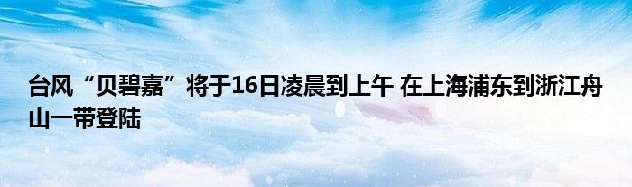 台风“贝碧嘉”将于16日凌晨到上午 在上海浦东到浙江舟山一带登陆