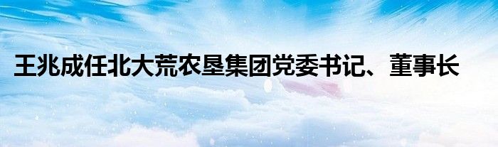 王兆成任北大荒农垦集团党委书记、董事长