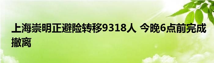 上海崇明正避险转移9318人 今晚6点前完成撤离