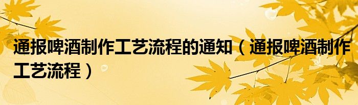 通报啤酒制作工艺流程的通知（通报啤酒制作工艺流程）