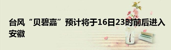 台风“贝碧嘉”预计将于16日23时前后进入安徽