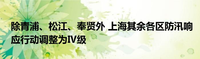 除青浦、松江、奉贤外 上海其余各区防汛响应行动调整为Ⅳ级