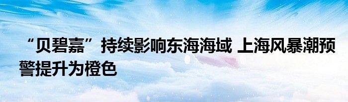 “贝碧嘉”持续影响东海海域 上海风暴潮预警提升为橙色