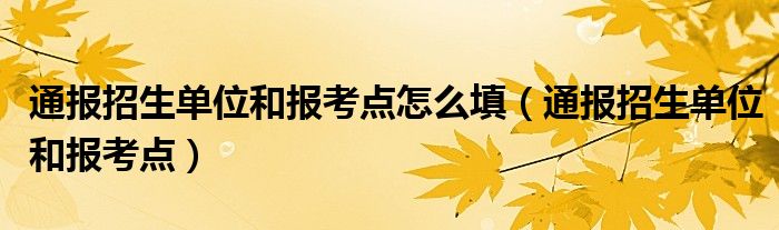 通报招生单位和报考点怎么填（通报招生单位和报考点）